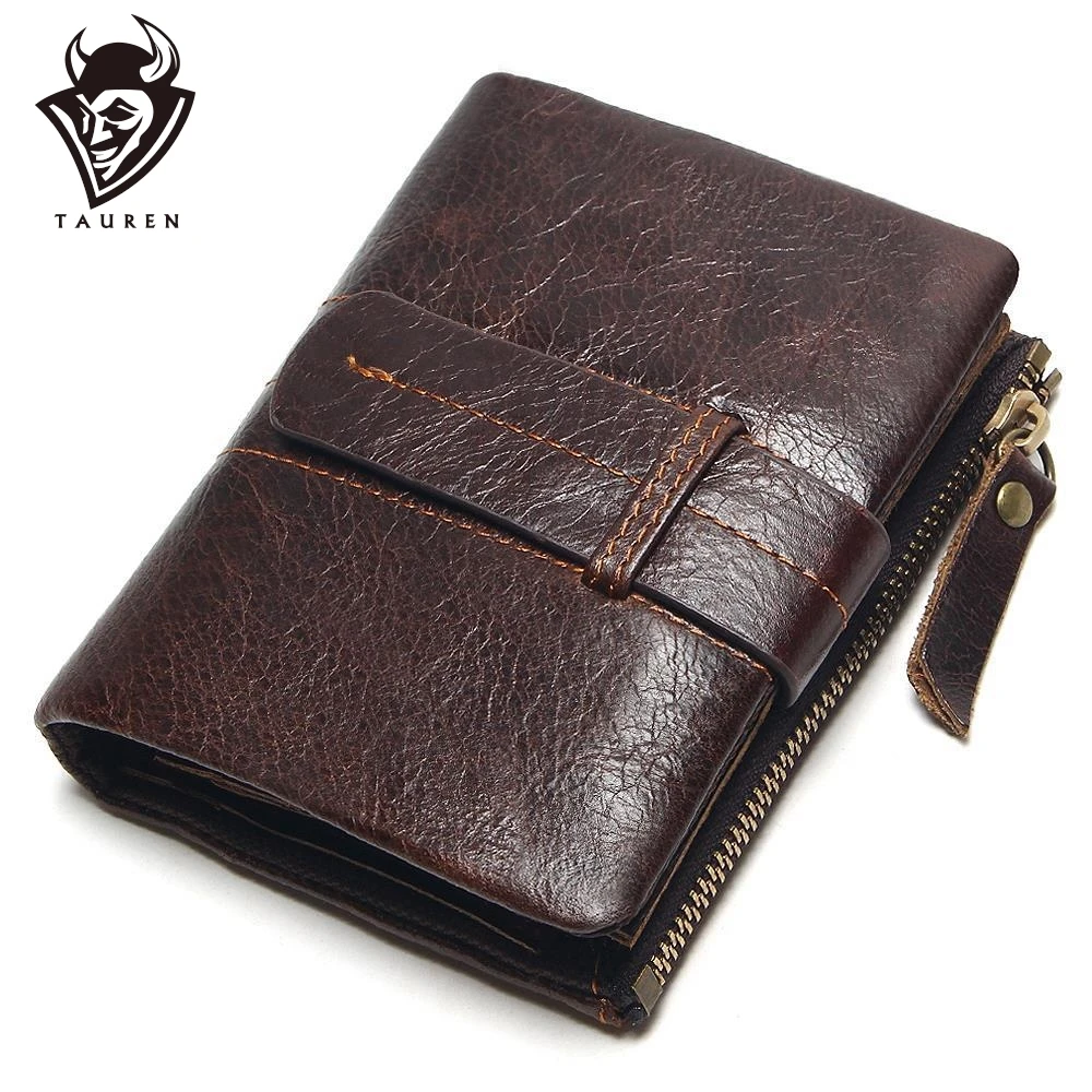 Goede 2020 Vintage Casual 100% Echt Lederen Olie Koeienhuid Mannen Mini Portefeuilles Houder Portemonnee Zakken Kleine Mannen Portemonnee portemonnee