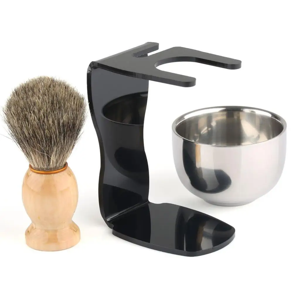 Men's Shaving Set Badger Hair Shaving Brush + Brush Stand + Double