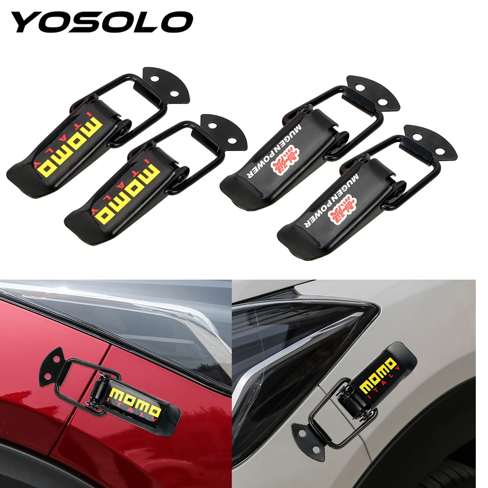 

YOSOLO 2 Pieces Car Bumper Security Hook Quick Release Fasteners Car Truck Hood Clip Hasp Lock Clip Kit for Racing