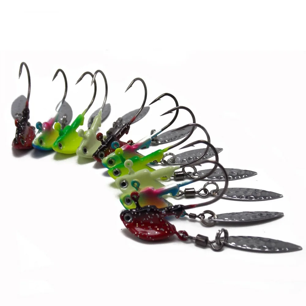 CATCHSIF 10pcs Colorful Shaky Head jig Stand up hooks with Blade KIT in