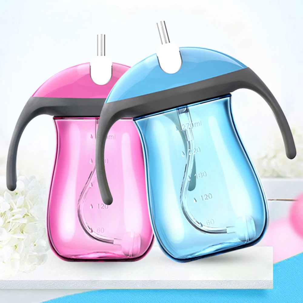 spesifikasi 2018 Baby Sippy Cup dengan Tertimbang Jerami Menangani Transisi Botol Peserta Cup untuk Bayi Balita Anak 270 Ml BPA Free kualitas Terbaik