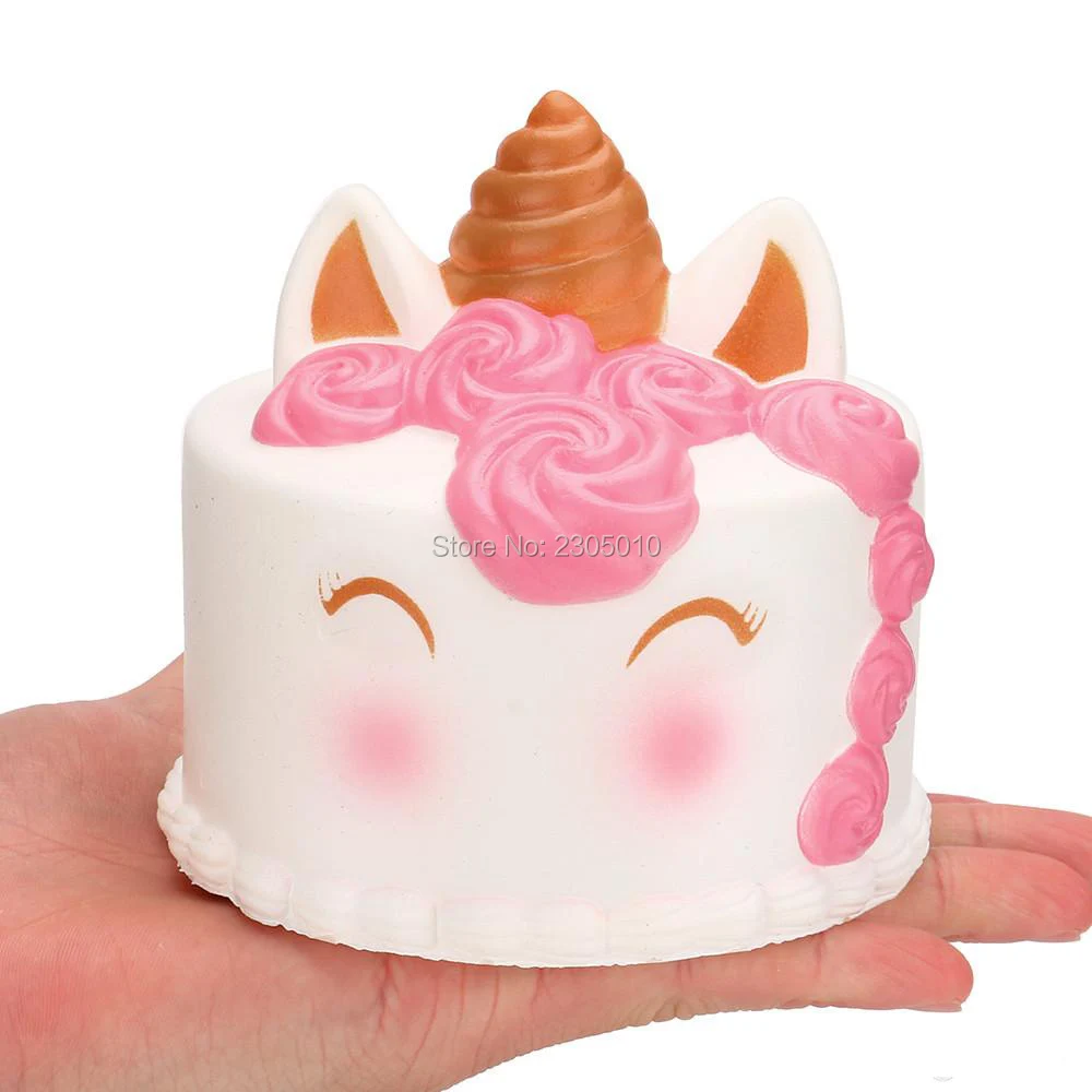 Freeshippinsquishy CutePink игрушки единороги 11 см Красочный мультфильм Единорог торт хвост