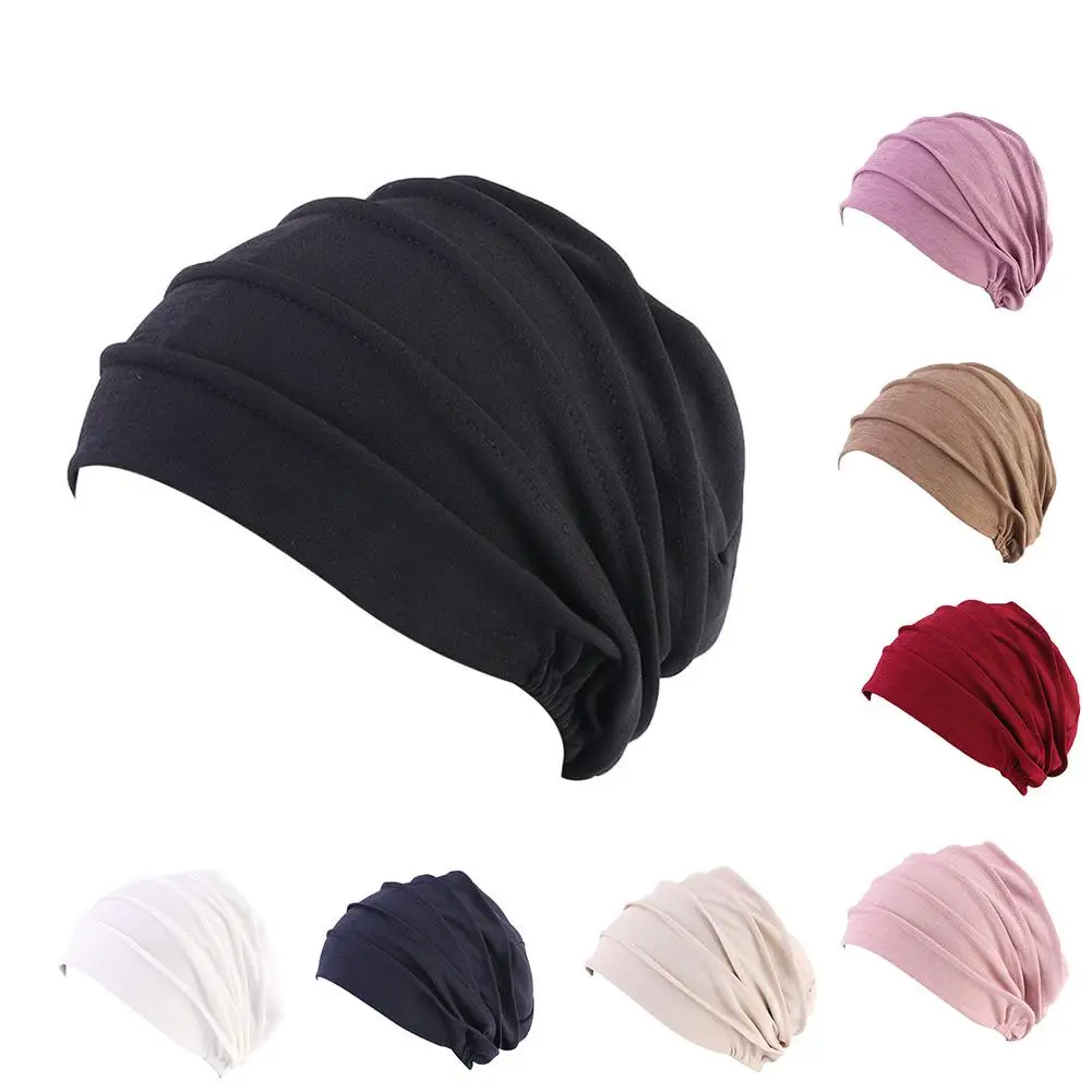Женская индийская шляпа мусульманская гофрированная раковая химиотерапия шляпа бини шарф Тюрбан головной убор кепка Повседневная смесь хлопка удобный мягкий материал