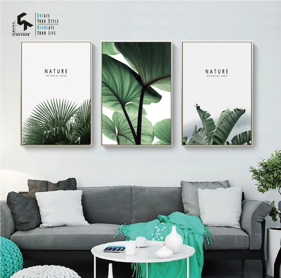 

CREATE&RECREATE Nordic Poster Leaf Wall Art Canvas Oil Painting Plant Posters And Prints Home Decoration Pictures CR1810110021