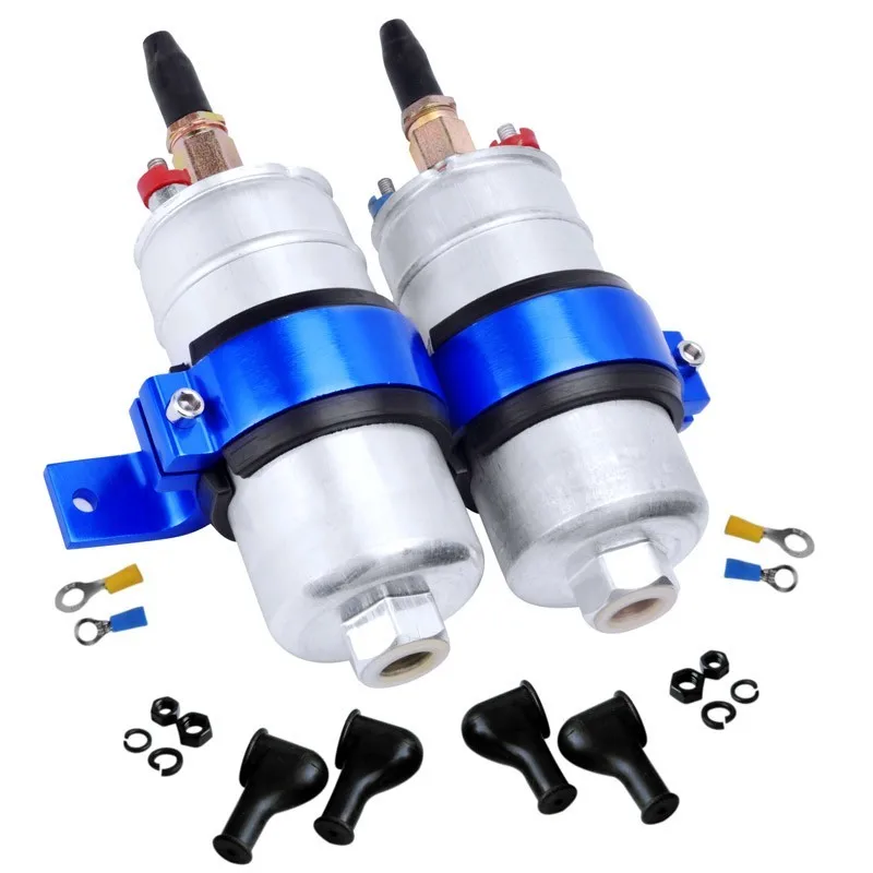 SPEEDWOW Blue 2pcs Aluminum Alloy Fuel Pump 0580254044 Poulor 300lph