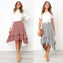 Весна лето женская сексуальная строчка печать стандартная юбка Корейская Женская Русалка плиссированная миди Jupe винтажная Высокая талия леди
