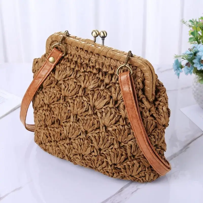 جديد الأزياء القش حقيبة صغيرة Crossbody القش حقائب الشاطئ عارضة النساء البرية رسول حقائب اليد الكتف Crossbody حقيبة