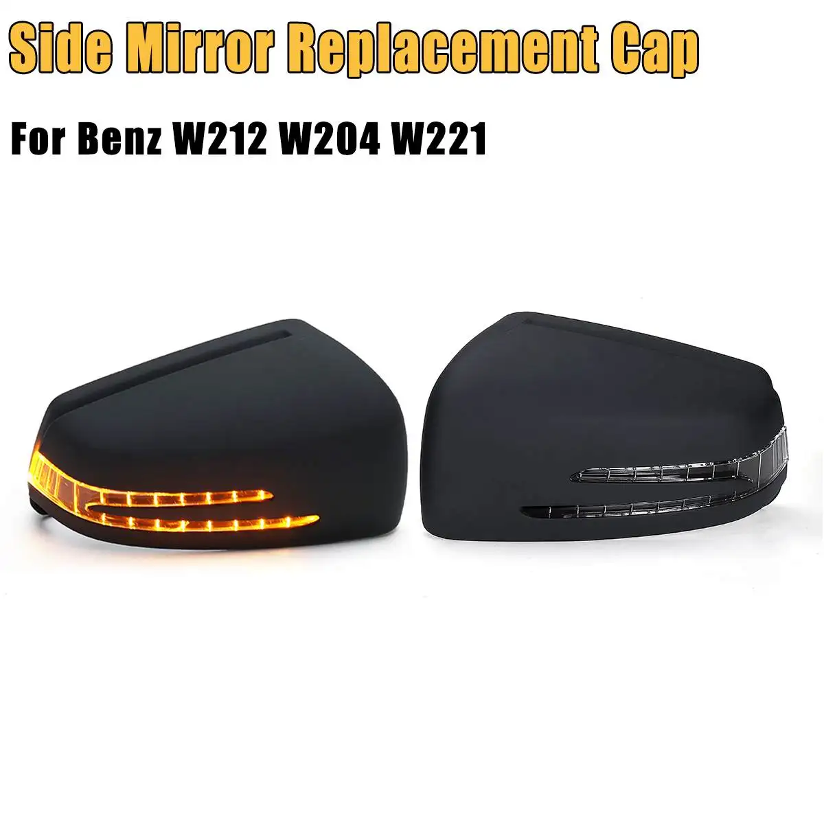 

Unpainted Grey Car Door Rearview Side Mirror Replacement Cover Cap with LED Turn Signal Light Lamp For Benz W212 W204 W221