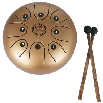 

MMBAT 5.5 inch small size steel tongue drum with C D E F G A B C 8 notes with free case and rubber mallets for children instru
