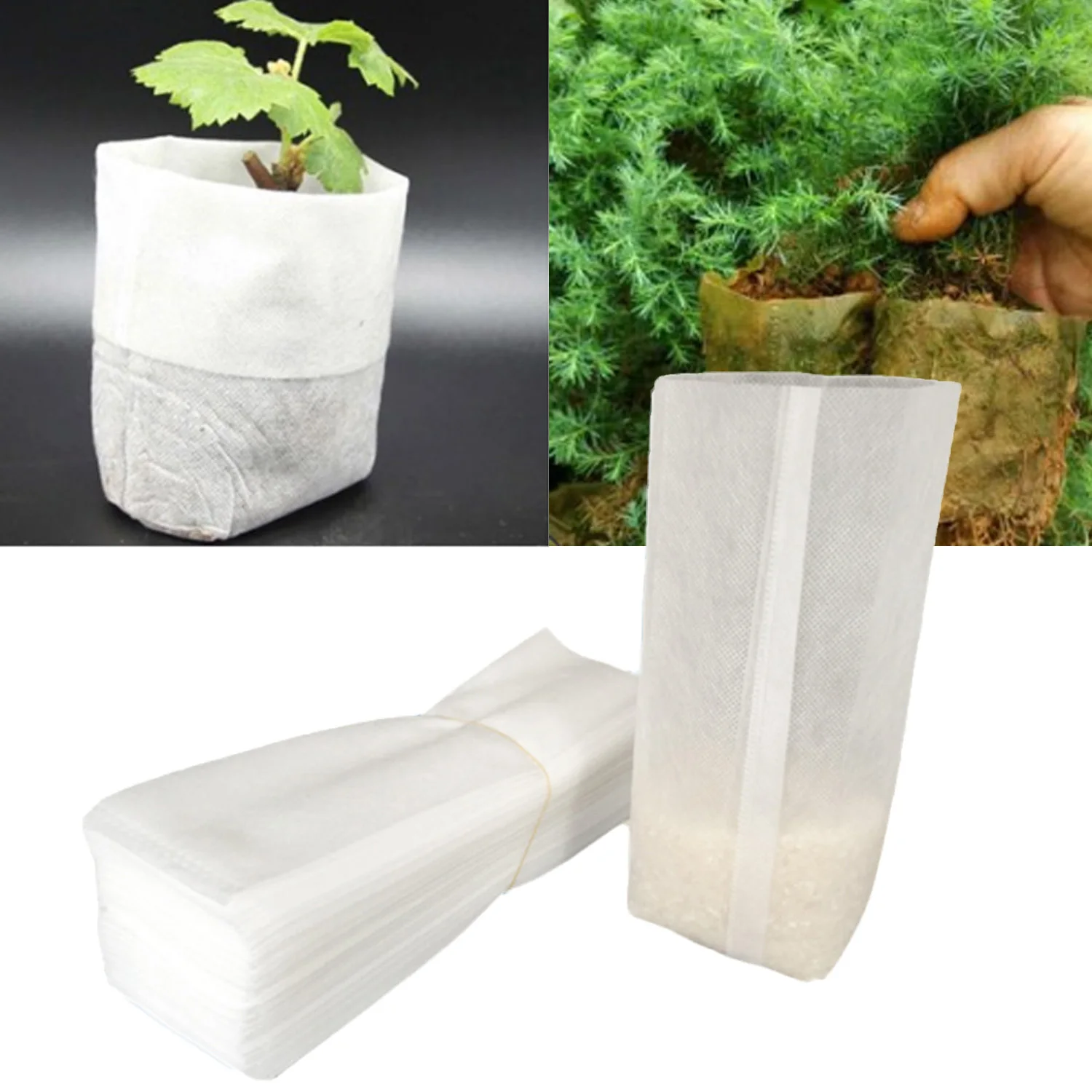 

Behogar 400PCS Assorted Size Non-woven Planting Seedling Nursery Grow Bags Pots Container for Garden Ponds Green House Courtyard
