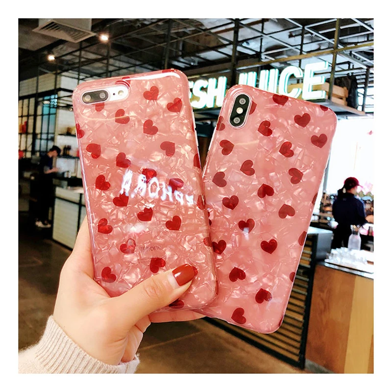 

Kexin Cases Lovely Loveheart Luxury Shell For iPhone X Xs max Xr Case Soft Phone Case For Apple iPhone 6 6s 7 8 Plus Back Cover
