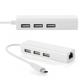 

CY USB-C Ethernet Adapter 3 USB C Hub to Ethernet RJ45 Lan Adapter Network Card for Macbook ThinkPad Samsung Laptop USB-C