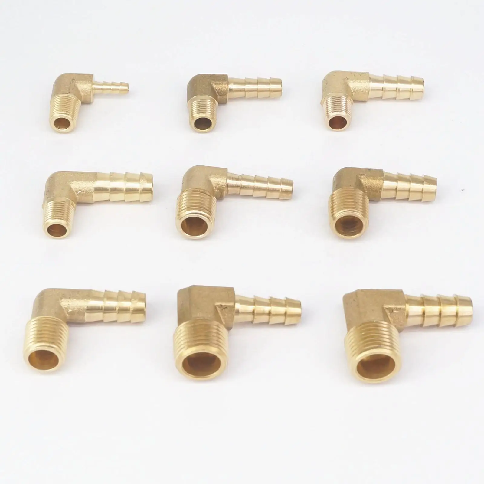 

1/8" 1/4" 3/8" NPT Male x 3/16" 5/16" Hose Barbed Tail Elbow Brass Fuel Fittings Connectors Adapters 229 PSI