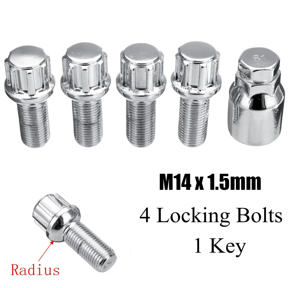Set of 4 x Locking Wheel Bolts Lock Nuts Lugs for Saab 9-3 26mm UB125
