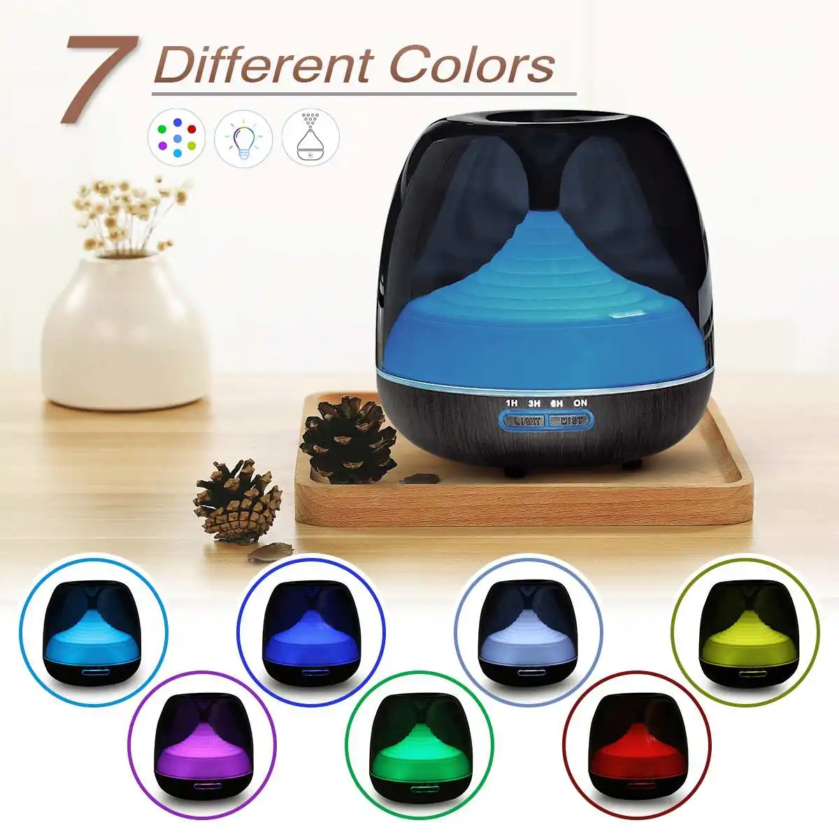 

500ml Ultrasonic Air Humidifier Air Fogger Mist Purifier LED Night Light Aromatherapy Essential Oil Diffuser For Office Home Car