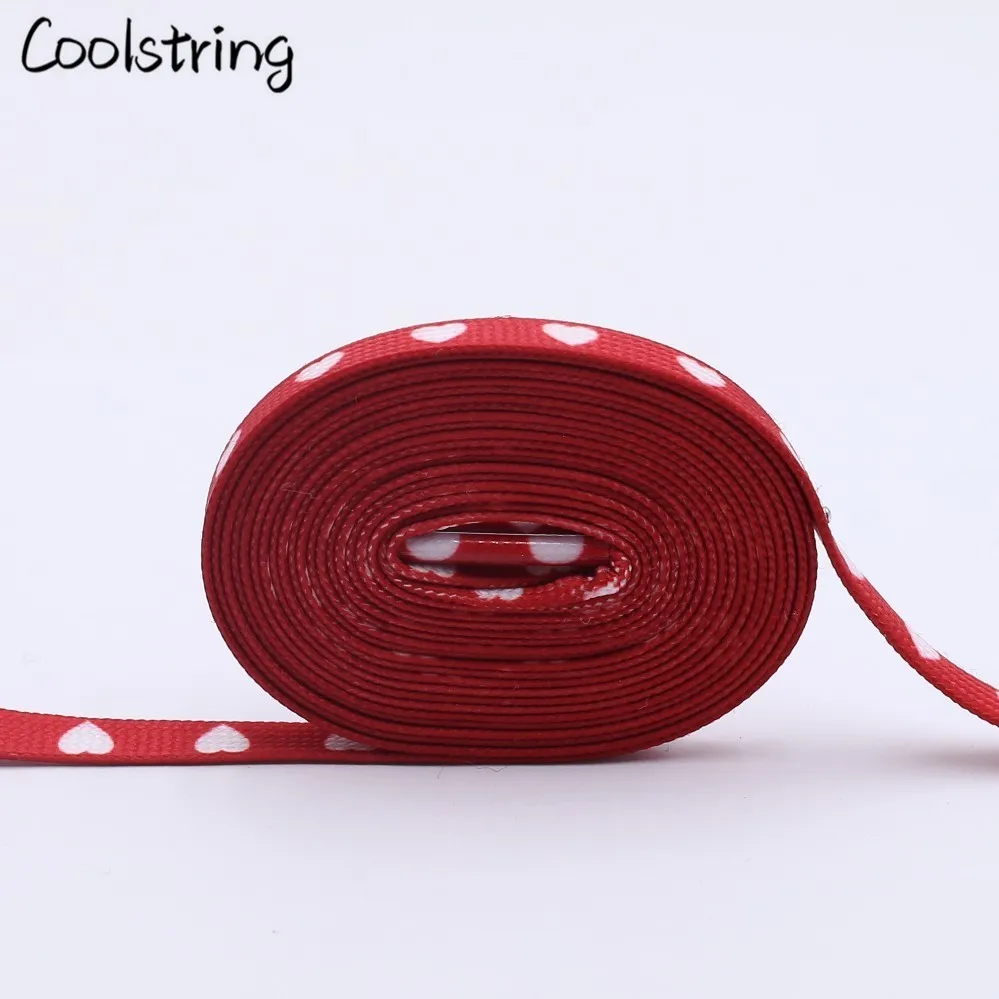 Coolstring Digital Print Sublimated Shoelaces Flat Printed Red White Heart Boot Laces Heat Transfer Latchet For Flats Sneakers