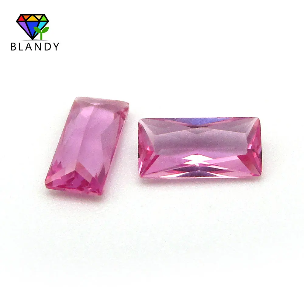 

#3 Red Stone 2*4mm-10*12mm Rectangle Cut 5A Quality Light Red Corundum Synthetic Gems For Jewelry