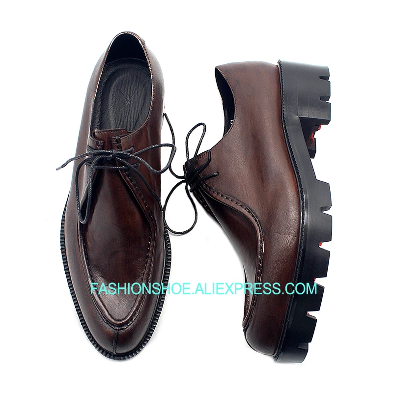 

2018 Free Shipping Brown Black Formal Business Shoes Thick heel Lace Formal Business Shoes Men Hot