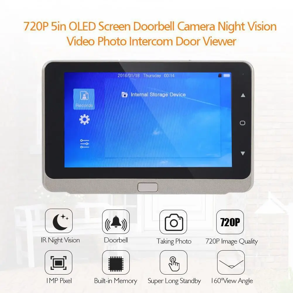 Nueva 5,0 pulgadas de pantalla OLED pantalla a Color timbre digitales puerta mirilla Cámara puerta Ojo de vídeo de ángulo ancho - 3