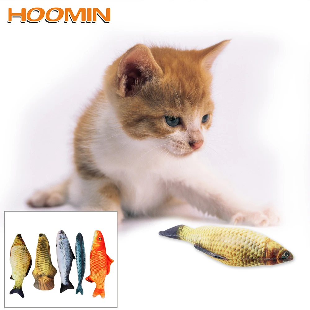 

HOOMIN 3D Fish Shape Plush Cat Toy Catnip Stuffed Pillow Doll Cute Simulation Fish Playing Toy Cat Scratch Board For Pet Gifts