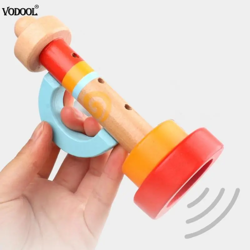 

Baby Wooden Vertical Whistle Trumpet Portable Kids Musical Instrument Toy