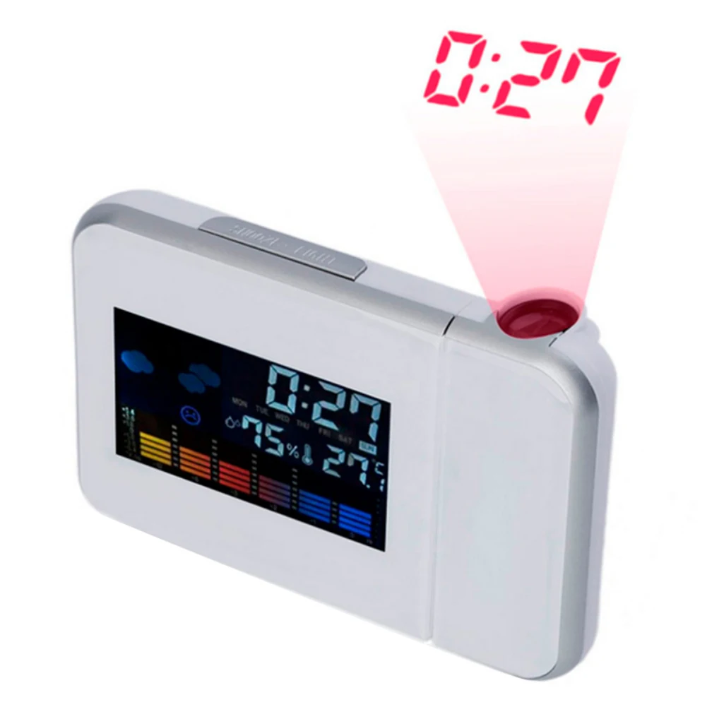 

Black/White Weather LCD Digital Alarm Clock Hot Projection Backlight LED Color Display Projector Snooze Alarm Hours Clocks