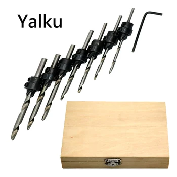 

Mini Spanner and Wood Drilling Bits Set Tool Kit Wood Box Wood Drilling Bit Set Countersink Drill Bits With Wrench Power Tool