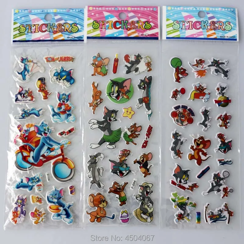 

Bubble stickers 6 Sheets/Set 3D Foam Cartoon Tom cat Kids Cute Stickers Puffy Stickers Children DIY Toys Girls Birthday Gift