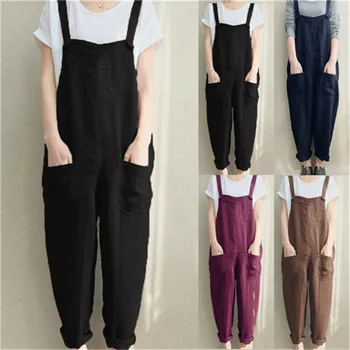 

Summer New Womens Jumpsuit Sleeveless Dungarees Rompers Jumpsuit Loose Pants Overalls Playsuits Bodysuit Women Sleeveless