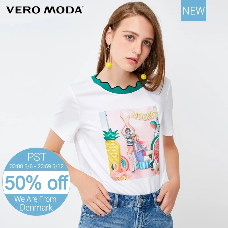 

Vero Moda Women's Spring Cute Person Print Ribbed Neckline T-shirt |318301517