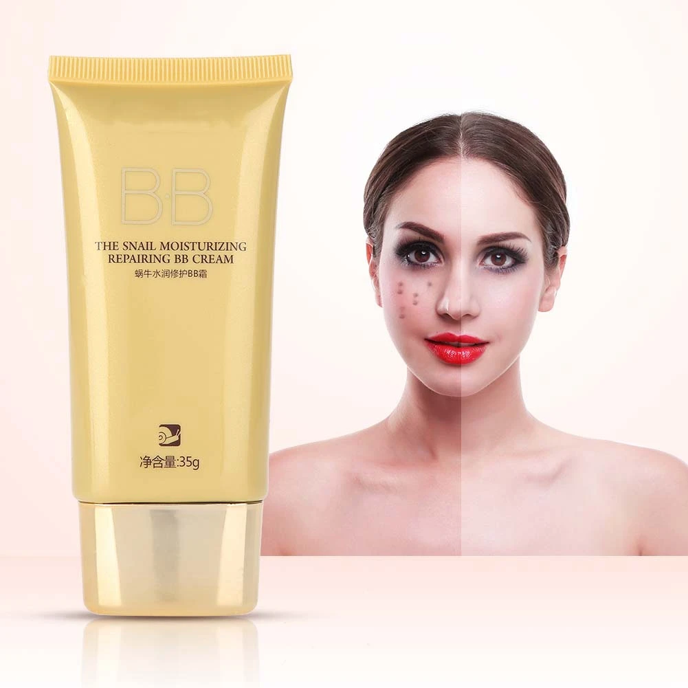 

35g Snail Foundation BB Cream Moist Whitening Smooth Pores Tighten Cover Primer Accessories