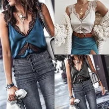 Сексуальный женский кружевной топ без рукавов на бретелях, майка, прозрачный лоскутный жилет с v-образным вырезом, топы без рукавов, безрукавка, бюстье