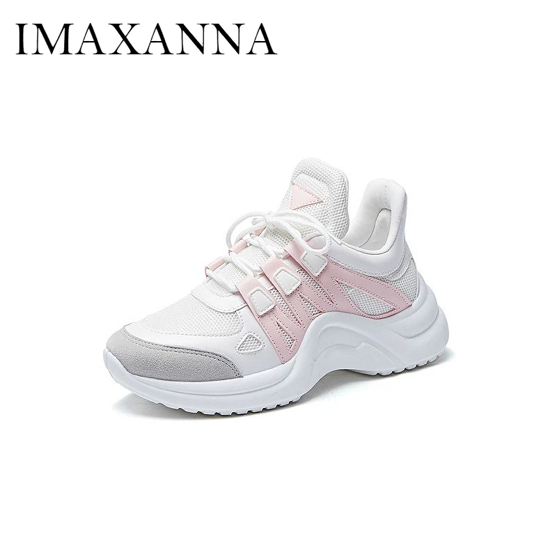 

IMAXANNA New Fashion Sneakers Women 2019 Mesh Lace Up Shoes Female Air Breathable Sport Shoes Running Shoe For Women Plus Size