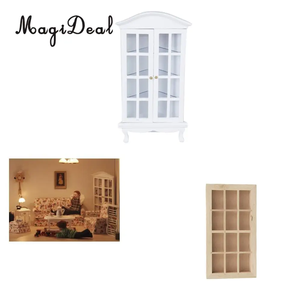 MagiDeal 1:12 весы куклы дом миниатюрный деревянный 12 панели окна рамки для кукольный домик спальня гостиная Асса