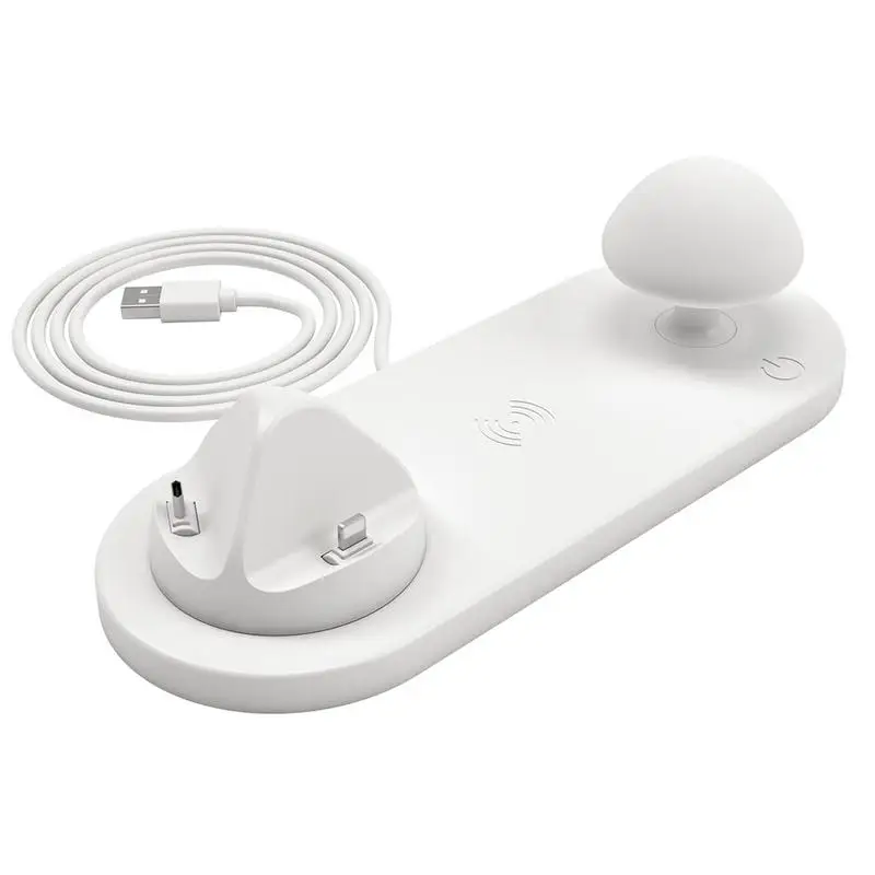 

Wireless Charger Cell Phone Holder Mushroom Light 3-in-1 Mini Portable Intelligent Touch Charger With Lamp