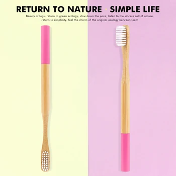 

Y&W&F 2Pcs Natural Eco-friendly Bamboo Toothbrush Soft Bristles Natural Round Handle Teeth Cleaning Oral Care Travel Toothbrush
