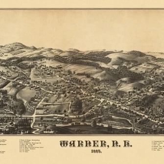 Античная Карта Warner Нью-Гэмпшир 1887 Merrimack County плакат печать (24x36) | Дом и сад