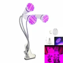 Парниковых светодиодный растение расти 3-глава Цветок growbox лампы для растений для внутреннего Hydro выращивания рассады лампы ЕС США Plug Держатель клип