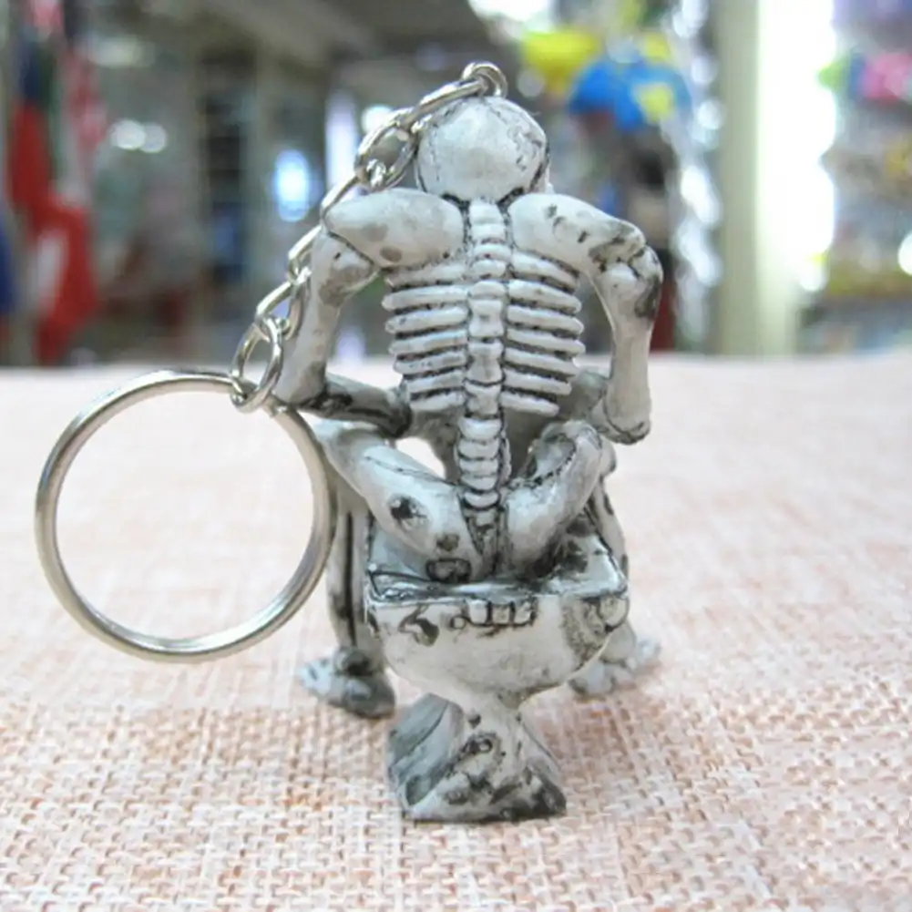 Stylish Punk Purse Bag Rubber Skull Skeleton Key Ring Chain Keyring Jewelry Gift