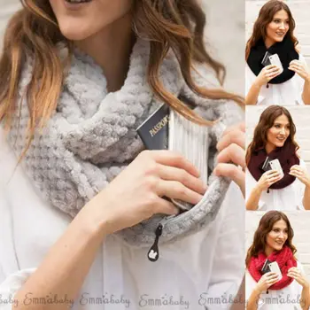 

Women Winter Warm Infinity Circle Cable Knit Cowl Xmas Neck Scarf Multifunctional Rings