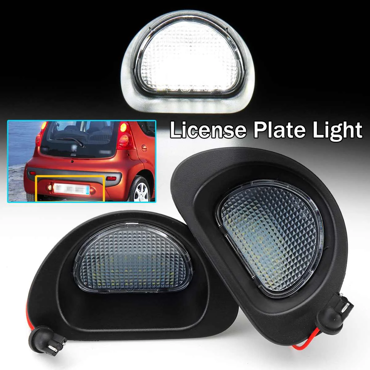 2x LED Car License Plate Light Auto Led Licence Plate Light Backup Stop
