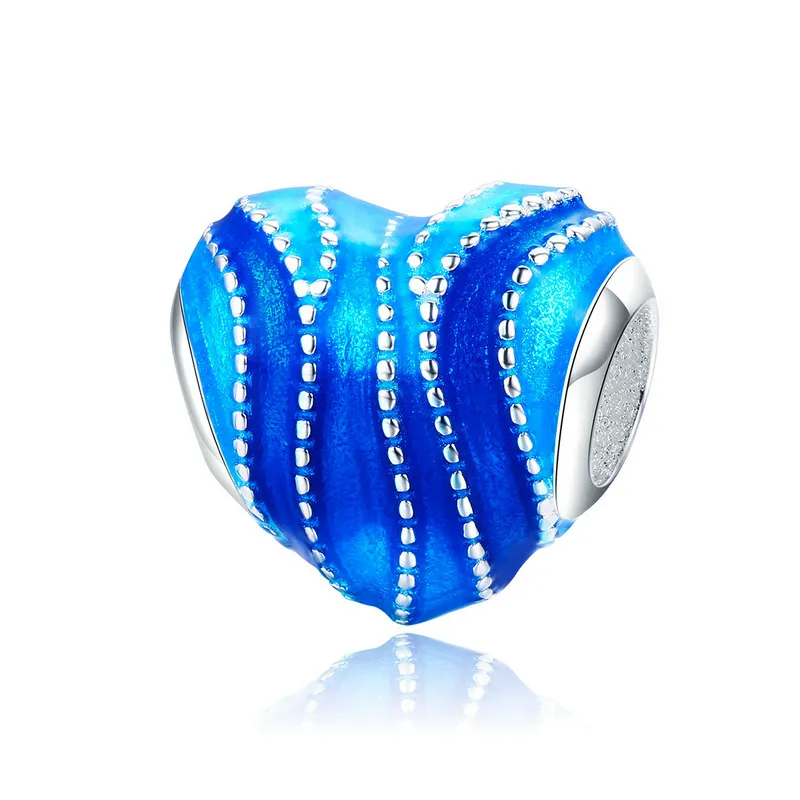 

MOWIMO Heart Charm 925 Sterling Silver Blue Ocean Bead Fit Original Pandora Bracelets Pendant For Women Jewelry Making BKC787