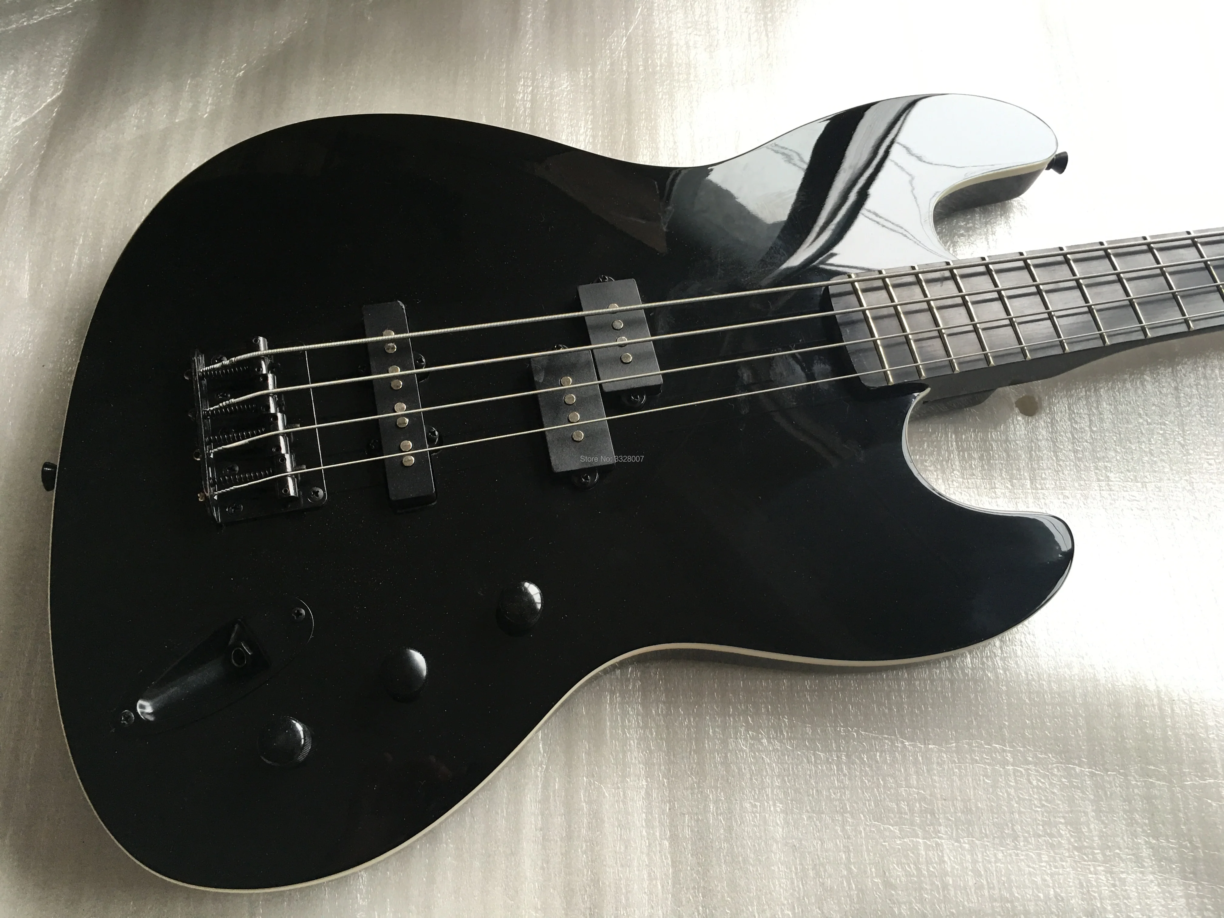 Custom shop 4 струны черный aerodyne джаз бас с высоким качеством Бесплатная доставка wilkinson