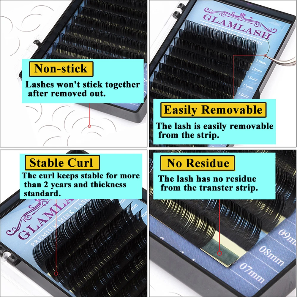 GLAMLASH оптовая продажа 5 коробок 16 рядов 7 ~ 15 смешанных корейских накладных ресниц