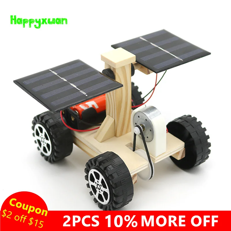 

Happyxuan Wooden Lunar Rover Model Students Diy Science Materials Kits Solar Battery Hybrid Car Kids Fun Science Experiments Toy