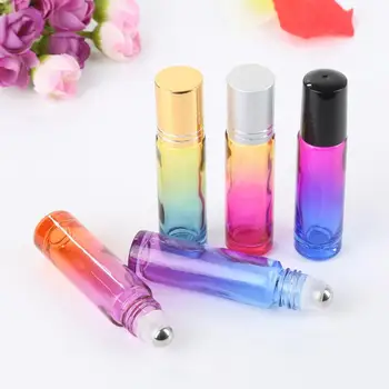 

100pcs 10ml Small Gradient Color Roll On Glass Bottles for Essential Oils Refillable Perfume Bottle Deodorant Containers DHL