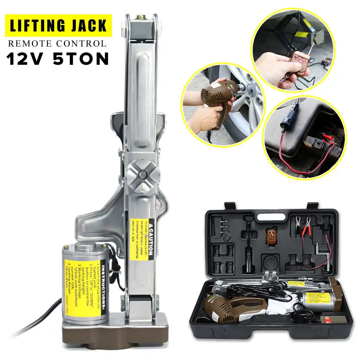 

Portable 5 Ton 12V Electric Scissor Jack Lift Stand Car Lifter Automotive Remote Hoist 140mm-430mm Auto Repair Tool Universal