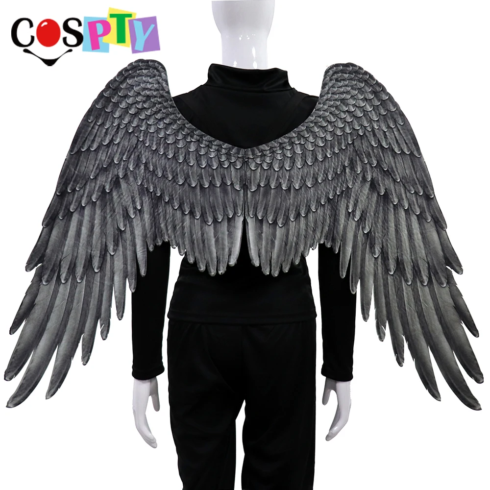 Cospty Хэллоуин взрослых девушка Ангел косплей Дьявол костюм демон платье большие черные крылья
