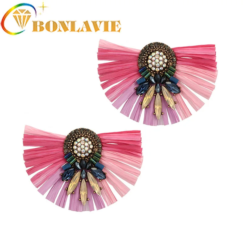 Novos Ornamentos de Moda Resto Do Vintage Estilo Setor Geométrica Cor Borlas de Cristal Brincos Para Mulheres Brincos Jóias Oorbellen