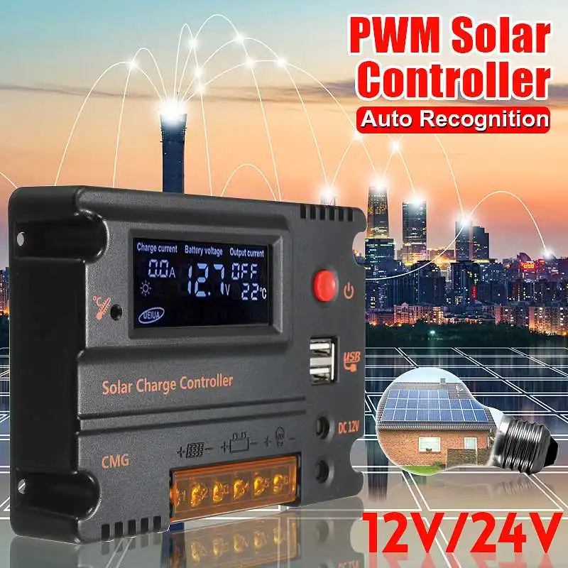 

CMG-2420 20A 12V-24V LCD Display PWM Solar Panel Regulator Charge Controller with USB Port